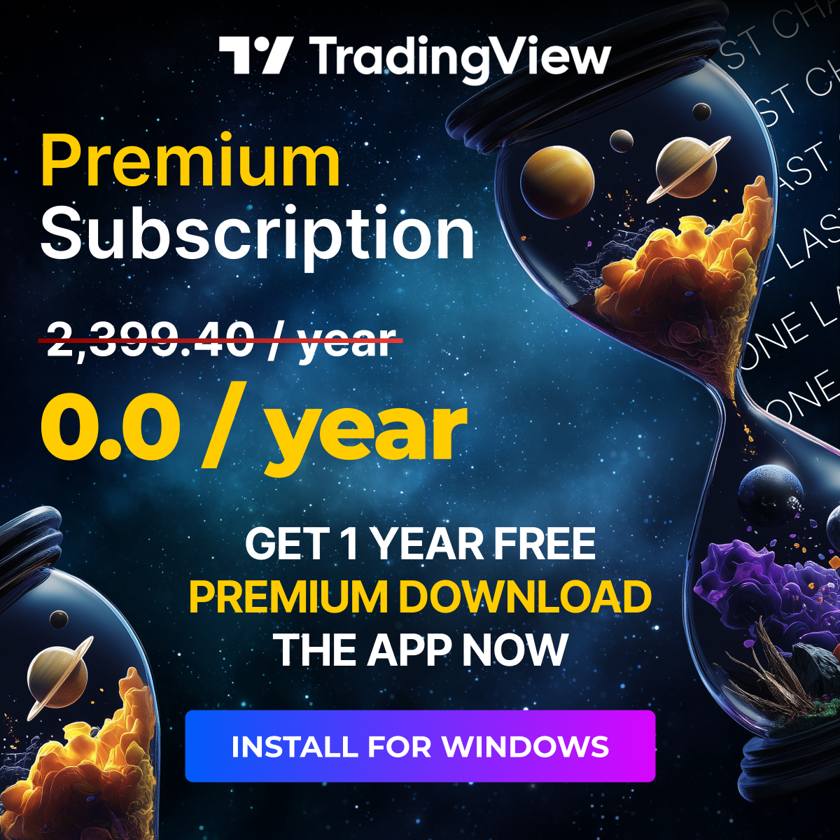 Cosmic desktop campaign creative with hourglasses and yellow subscription lettering.
